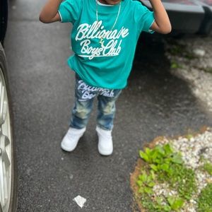 Toddler billionaire boys club outfit jeans and shirt
